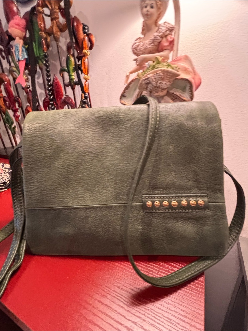 Vilenca Holland 9.5-Inch Boho Studded Leather Crossbody Bag